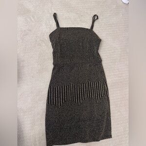 Miami Striped Black and Gold Mini Dress